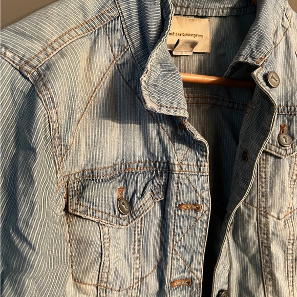 Anthropologie Pilcro Denim Jacket Womens Lightwash Pin Stripe Downtown Girl - Picture 4 of 5